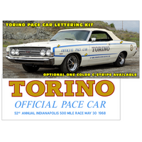 1968 Ford 'Torino' Official Pace Car Lettering Kit (Torino Gold Metallic w/ Red Outline - All Other Names In Blue)