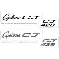 1969 Cyclone "CJ 428" 4 Piece Decal Kit - Black w/ Silver Metallic Border