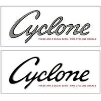 1969 Cyclone 2pc Quarter Panel Decal Set - Black w/ Silver Metallic Border