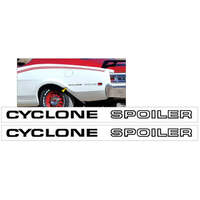 1969 Mercury 2pc 'Cyclone Spoiler' Body Lettering Decal Set - Black