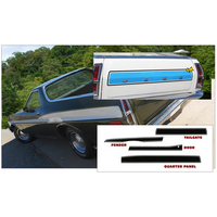 1972 Ranchero Side Stripe & Tailgate Kit - Blue Center Stripe w/ Black Outer Pinstripe