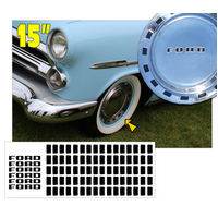 1952 Ford 15" Wheel Cover Hub Cap Ford Letter Decal Kit - Gloss Black