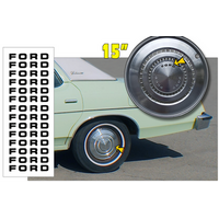 1973-76 Ford 15" Wheel Cover Hub Cap Ford Letter Decal Kit - Gloss Black