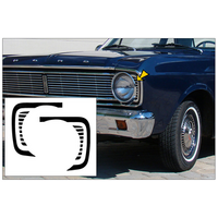 1966 Ford Falcon 2pc Headlight Bezel Decal Insert Kit - Matt Black