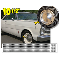 1965-66 Ford Galaxie 10.5" Dog Dish Hub Cap Decal Kit w/ Ford Name Letters - Matt Black