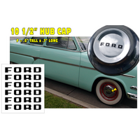 1952-54 Ford Crestline 10.5" Wheel Cover Hub Cap Ford Letter Decal Kit - Gloss Black