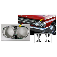 1964 Mercury Meteor Headlight Bezel Decal Kit - Matt Black