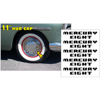 1949 Mercury Eight Mercury Hub Cap Letter Inserts - Gloss Black