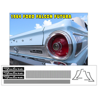 1964 Ford Falcon Futura Tail Panel Decals - Matt Black