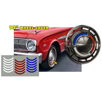 1962-63 Ford Falcon Futura 13" Wheel Cover Hub Cap Decal Inserts - Vivid Blue/Tomato Red