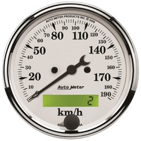 Old-Tyme White 3-1/8" Electric Speedometer (0-190 Km/H)