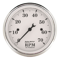 Old-Tyme White 3-1/8" In-Dash Tachometer (0-7,000 RPM)