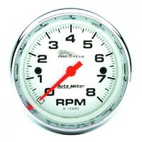 Pro-Cycle 2-5/8" Tachometer (0-8,000 RPM) White w/ Chrome Bezel