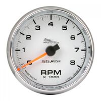 Pro-Cycle 2-5/8" Tachometer w/ Blue LED (0-8,000 RPM) White