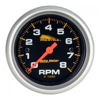 Pro-Cycle 2-5/8" Tachometer (0-8,000 RPM) Black w/ Silver Bezel