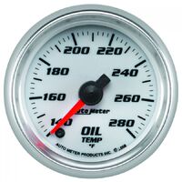 Pro-Cycle 2-1/16" Stepper Motor Oil Temperature Gauge (140-280 °F) White/Bright Anodized