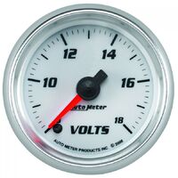 Pro-Cycle 2-1/16" Digital Stepper Motor Voltmeter (8-18V) White/Bright Anodized