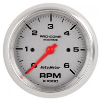 Marine 3-3/8" In-Dash Tachometer (0-6,000 RPM) Silver