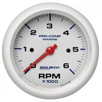 Marine 3-3/8" In-Dash Tachometer (0-6,000 RPM) White