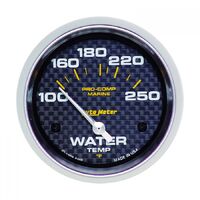 Marine 2-5/8" Water Temperature Gauge w/ Air-Core (100-250 °F) Carbon Fiber