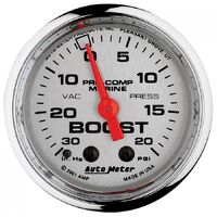 Marine 2-1/16" Mechanical Vacuum/Boost Gauge (30 In Hg/20 PSI) Chrome