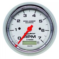 Marine 3-3/8" In-Dash Tachometer w/ Hour Meter (0-7,000 RPM) Chrome