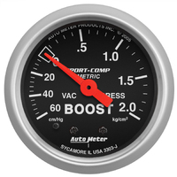 Sport-Comp 2-1/16" Mechanical Boost/Vacuum Gauge (60 Cm/Hg-2.0 Kg/Cm2)