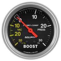 Sport-Comp 2-5/8" Mechanical Boost/Vacuum Gauge (30 In Hg/30 PSI)