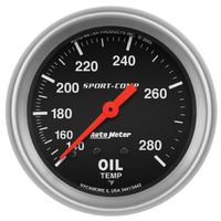 Sport-Comp 2-5/8" Mechanical Oil Temperature Gauge (140-280 °F) 6 ft