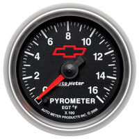 GM Black 2-1/16" Pyrometer (0-1600 °F) Chevy Red Bowtie 