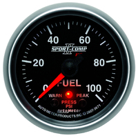 Sport-Comp II 2-1/16" Stepper Motor Fuel Pressure Gauge w/ Peak & Warn (0-100 PSI)