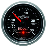 Sport-Comp II 2-1/16" Stepper Motor Boost/Vacuum Gauge w/ Peak & Warn (30 In Hg/30 PSI)