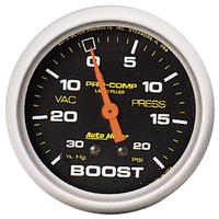 Pro-Comp 2-5/8" Mechanical Boost/Vacuum Gauge - Liquid Filled (30 In Hg/20 PSI)