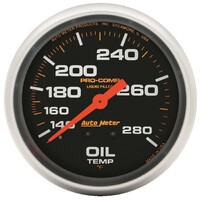 Pro-Comp 2-5/8" Liquid Filled Mechanical Oil Temperature Gauge (140-280 °F) 6 ft