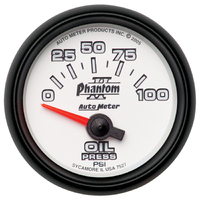 Phantom II 2-1/16" Oil Pressure Gauge w/ Air Core (0-100 PSI)