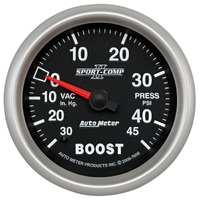 Sport-Comp II 2-5/8" Mechanical Boost/Vacuum Gauge (30 In Hg/45 PSI)