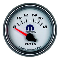 Mopar 2-1/16" Voltmeter w/ Air-Core (8-18V) White