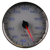 Spek-Pro 5" Electric Speedometer (0-180 MPH) Silver Dial, Chrome Bezel, Clear Lens