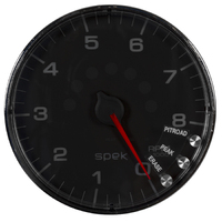 Spek-Pro 5" In-Dash Tachometer (0-8,000 RPM) Black Dial, Chrome Bezel, Flat Antiglare Lens