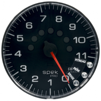 Spek-Pro 5" In-Dash Tachometer (0-11,000 RPM) Black Dial, Chrome Bezel, Flat Antiglare Lens