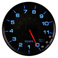 Spek-Pro 5" In-Dash Tachometer (0-11,000 RPM) Black Dial, Black Bezel, Clear Lens