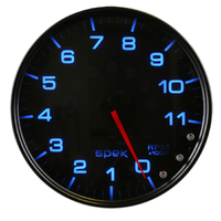 Spek-Pro 5" In-Dash Tachometer (0-11,000 RPM) Black Dial, Black Bezel, Smoked Lens