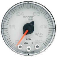 Spek-Pro 2-1/16" Stepper Motor Boost Gauge (0-60 PSI) Silver Dial, Chrome Bezel, Flat Antiglare Lens