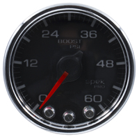 Spek-Pro 2-1/16" Stepper Motor Boost Gauge (0-60 PSI) Black Dial, Chrome Bezel, Clear Lens