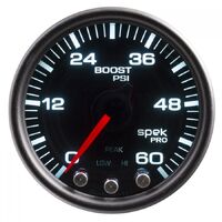 Spek-Pro 2-1/16" Stepper Motor Boost Gauge (0-60 PSI) Black Dial, Black Bezel, Smoked Lens