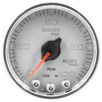 Spek-Pro 2-1/16" Stepper Motor Boost Gauge (0-100 PSI) Silver Dial, Chrome Bezel, Clear Lens