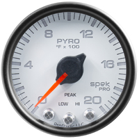 Spek-Pro 2-1/16" Stepper Motor Pyrometer Gauge (0-2000 °F) White Dial, Black Bezel, Clear Lens