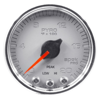 Spek-Pro 2-1/16" Stepper Motor Pyrometer Gauge (0-2000 °F) Silver Dial, Chrome Bezel, Clear Lens