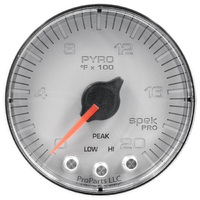 Spek-Pro 2-1/16" Stepper Motor Pyrometer Gauge (0-2000 °F) Silver Dial, Chrome Bezel, Flat Antiglare Lens