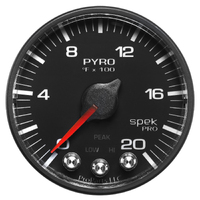 Spek-Pro 2-1/16" Stepper Motor Pyrometer Gauge (0-2000 °F) Black Dial, Black Bezel, Flat Antiglare Lens